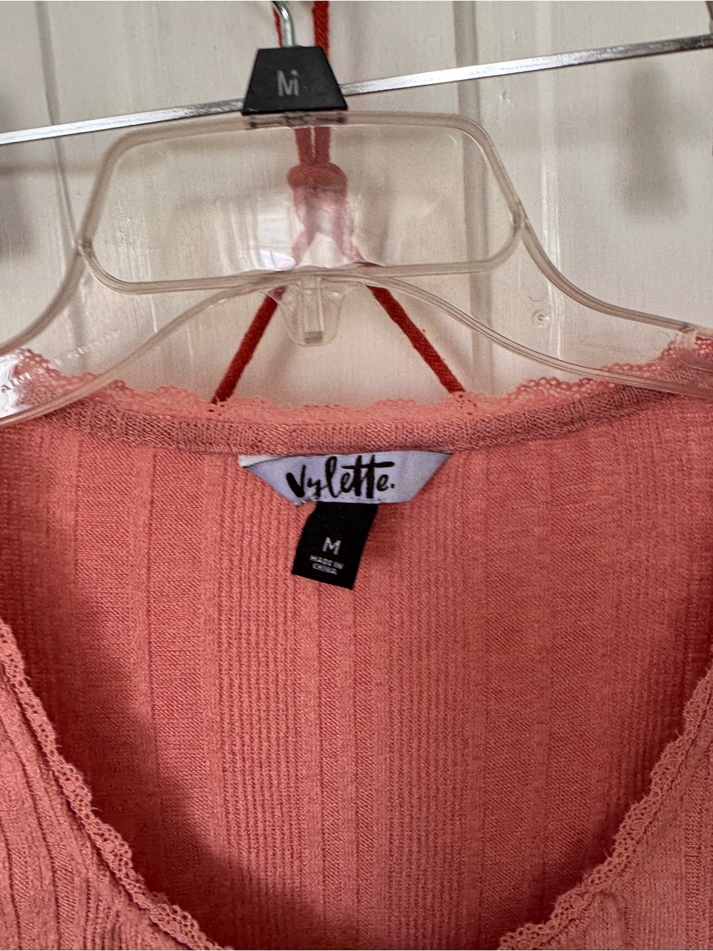 Vylette Ribbed Pink Button-Front Cardigan - Picture 2 of 4